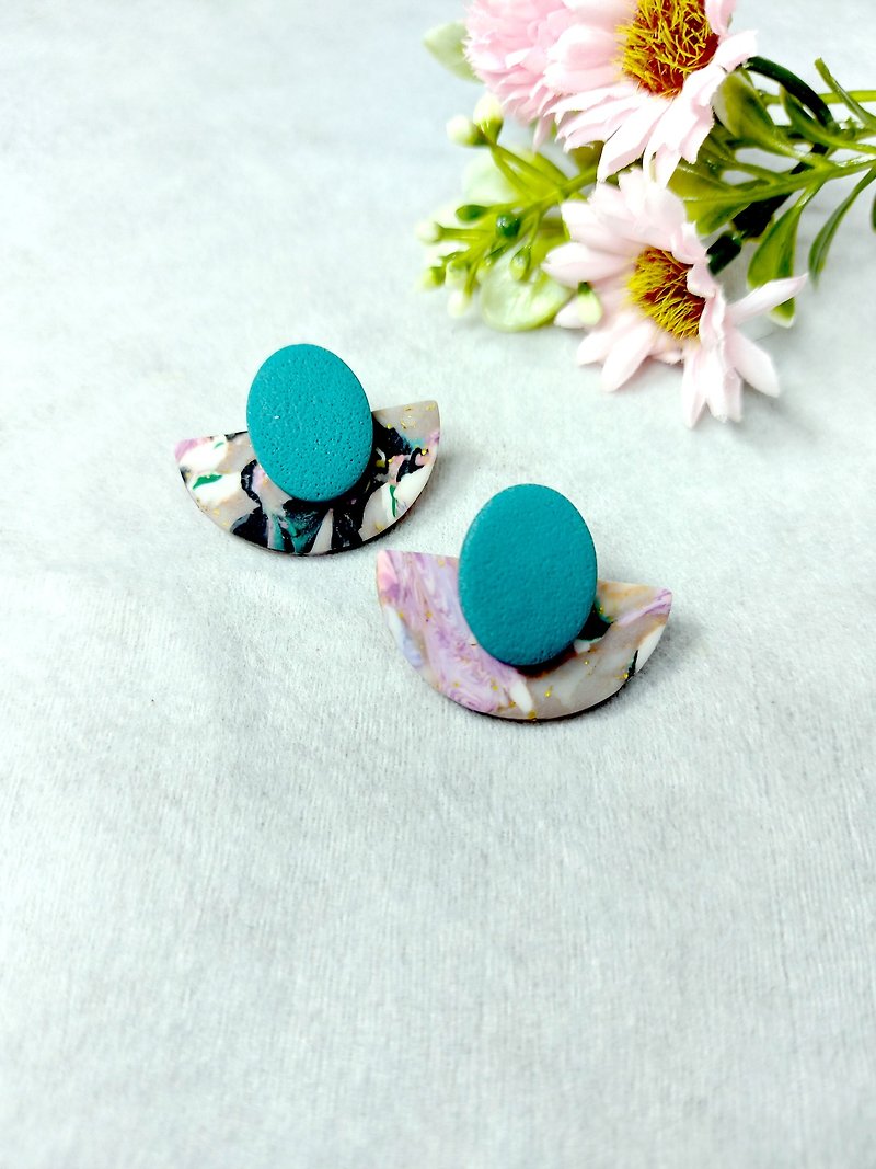 Polymer clay earrings-retro style Turkish blue earrings - Earrings & Clip-ons - Clay Multicolor