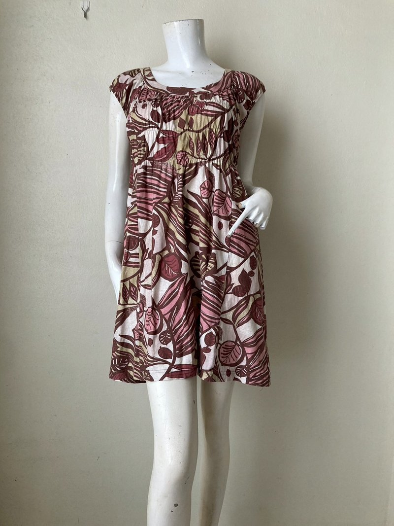 1990s// Cotton Floral mini Dress// Size 38 - 洋裝/連身裙 - 聚酯纖維 