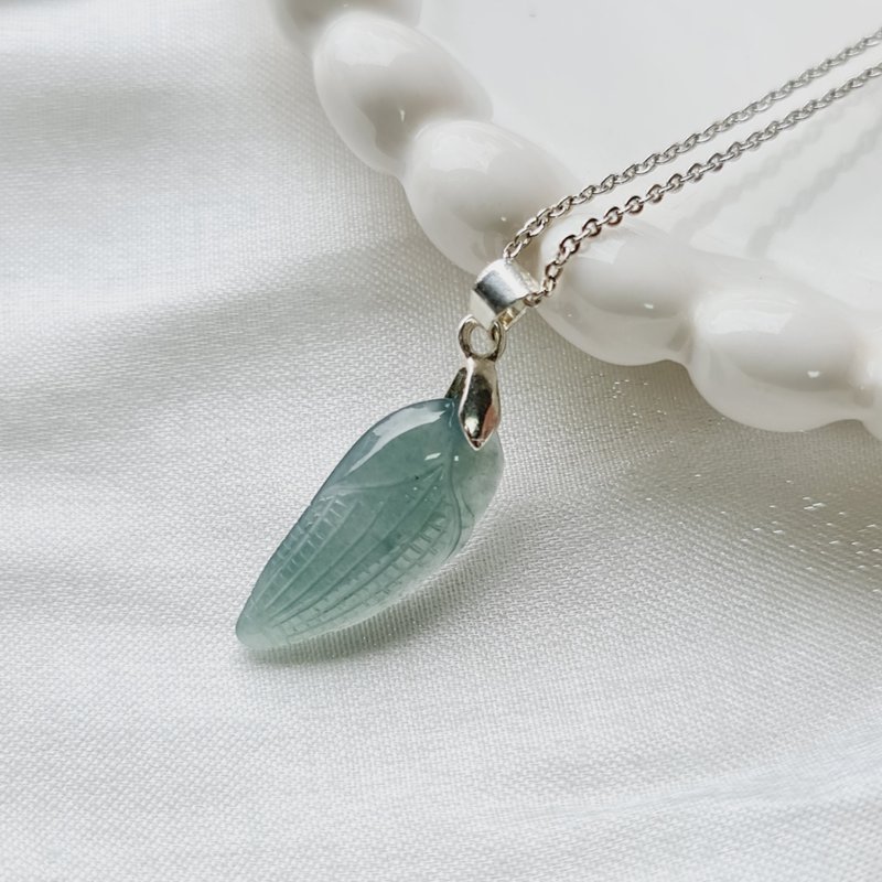 High quality hazardous material blue water corn pendant | Natural grade A jadeite - สร้อยคอ - หยก 