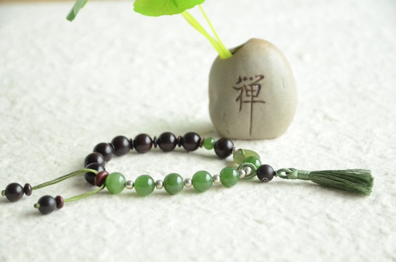 禪願—【我在】小葉紫檀碧玉平安扣流蘇手鏈 - 手鍊/手環 - 木頭 