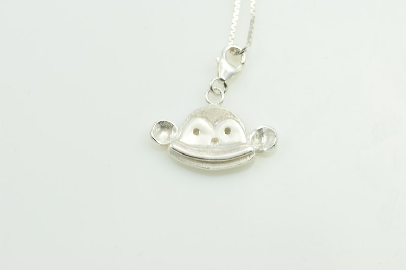 Small animal series - mouth monkey - Necklaces - Other Metals Gray