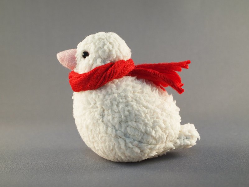 【Evening work】Handmade white muffin doll - ตุ๊กตา - ผ้าฝ้าย/ผ้าลินิน ขาว