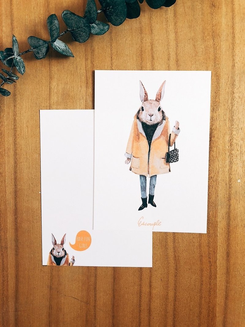 兔子 明信片 - 心意卡/卡片 - 紙 多色