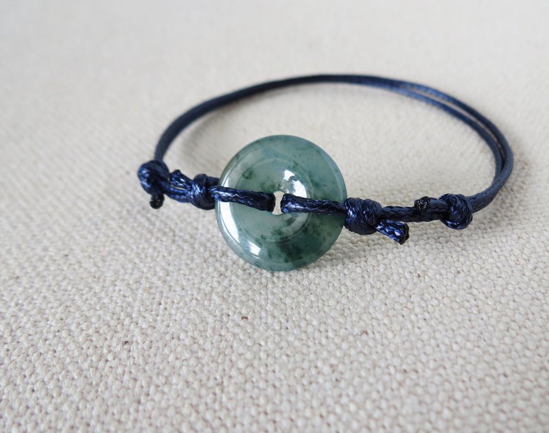 Benming Year [Peace‧Ruyi] Safe Buckle Jade Korean Wax Thread Bracelet*AB12*Wealth and peace - สร้อยข้อมือ - เครื่องเพชรพลอย หลากหลายสี