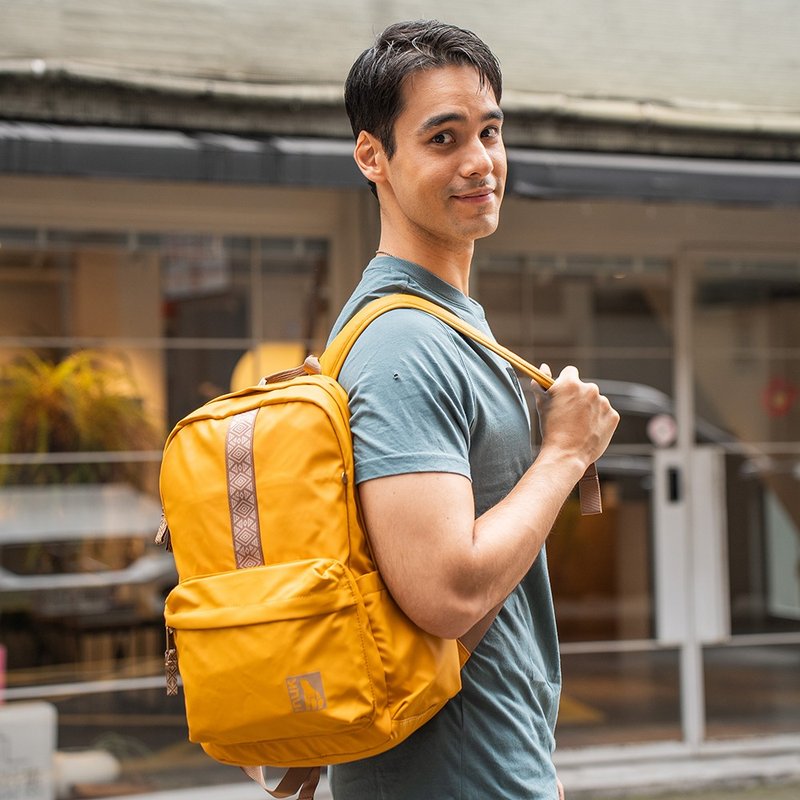 INUK Waterproof Everyday Travel Bag|Water_Shed WUUL3 Honeycomb Yellow Backpack - กระเป๋าแล็ปท็อป - เส้นใยสังเคราะห์ สีส้ม