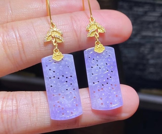 Kanade】本翡翠S925銀 グアテマラ氷辣緑ジェイダイト ピアス 本翡翠A貨