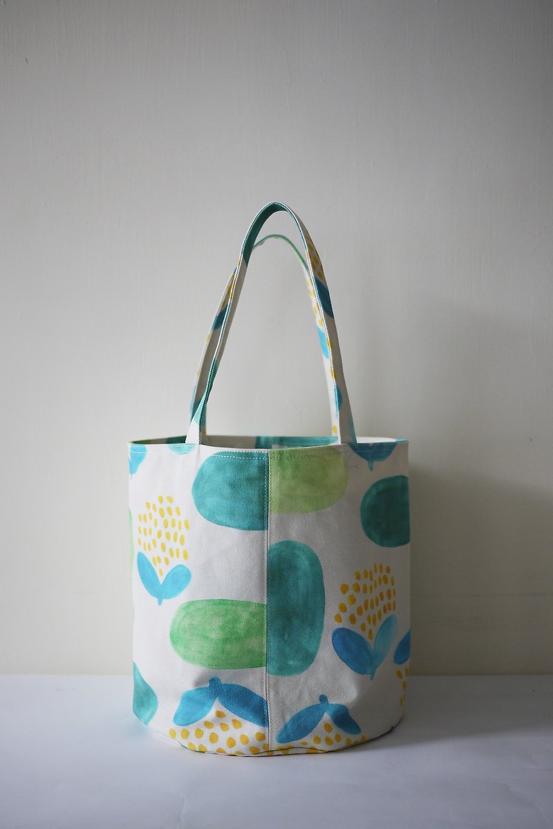 moshimoshi | round bottom bag-garden - กระเป๋าถือ - ผ้าฝ้าย/ผ้าลินิน 