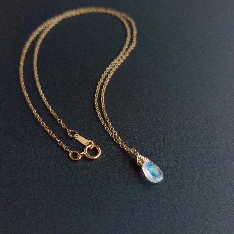 猫のShop • Blue moonstone x 14KGF necklace - Necklaces - Semi-Precious Stones Transparent