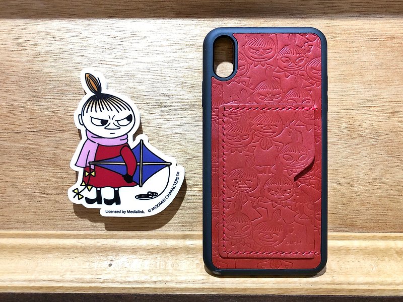 MOOMINx Hong Kong-made leather Ami card mobile phone case material package iPhone officially authorized - เครื่องหนัง - หนังแท้ สีแดง