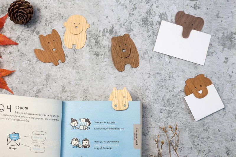 PROW Natural Wood Veneer Animal Bookmark ,Paper clip ,Unique Gifts - 書籤 - 木頭 咖啡色