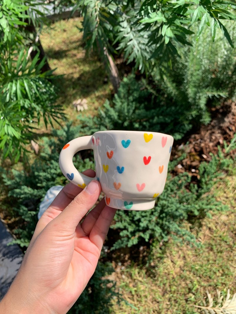 ดินเผา เซรามิก หลากหลายสี - Coffee Shot Cup Ceramic Rainbow Heart