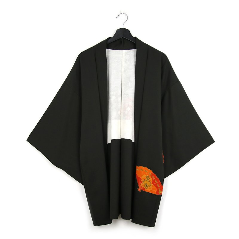 Back to Green-Japan brought back feather woven orange fan / vintage kimono - Women's Casual & Functional Jackets - Silk 