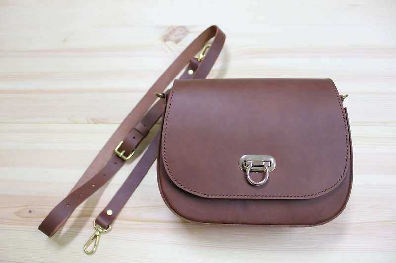 [Mini5] one shoulder elegant bag (coffee) - กระเป๋าแมสเซนเจอร์ - หนังแท้ หลากหลายสี