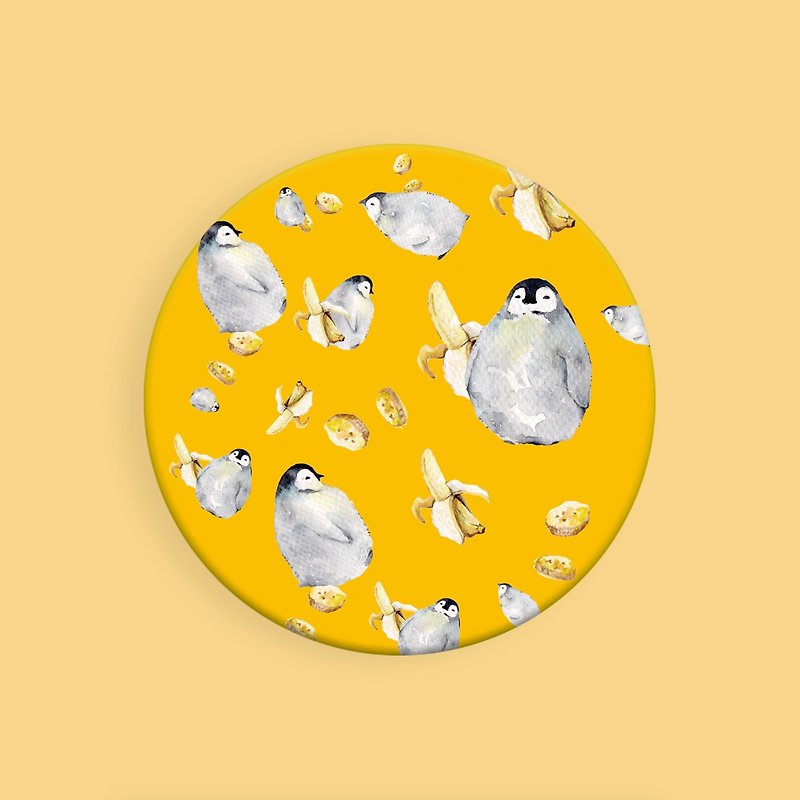Penguin and Banana / Illustration Round Water Coaster / Gift Exchange - ที่รองแก้ว - วัสดุอื่นๆ สีเหลือง
