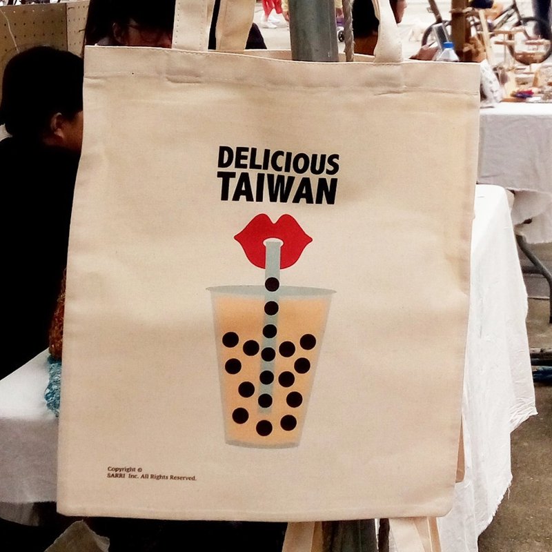 台灣 珍珠奶茶 帆布袋 托特包 A3 tote bag 環保袋 交換禮物 - 其他 - 其他材質 咖啡色