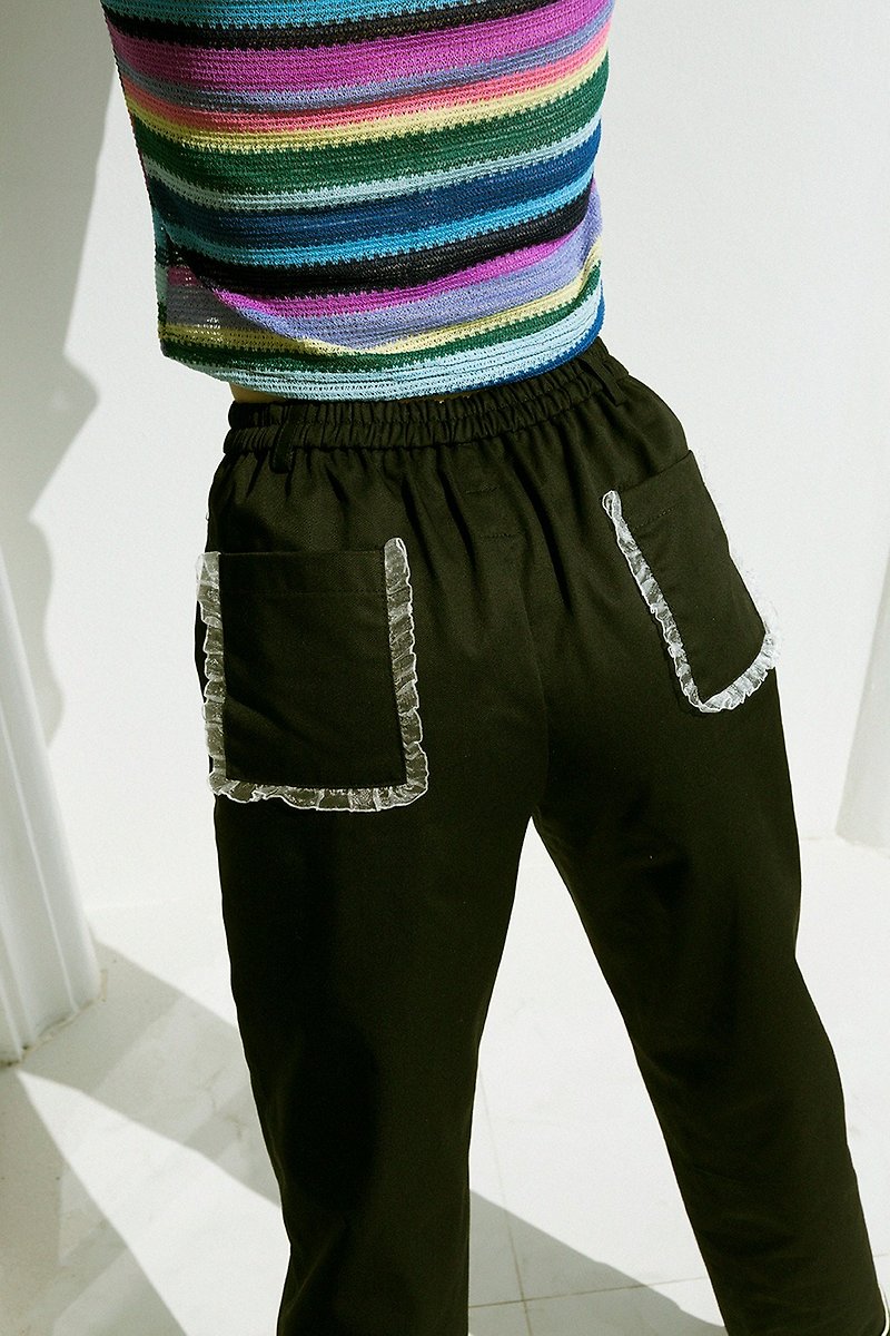 Highestjump กางเกง cup cake (ดำ) - กางเกงขายาว - ผ้าฝ้าย/ผ้าลินิน สีดำ