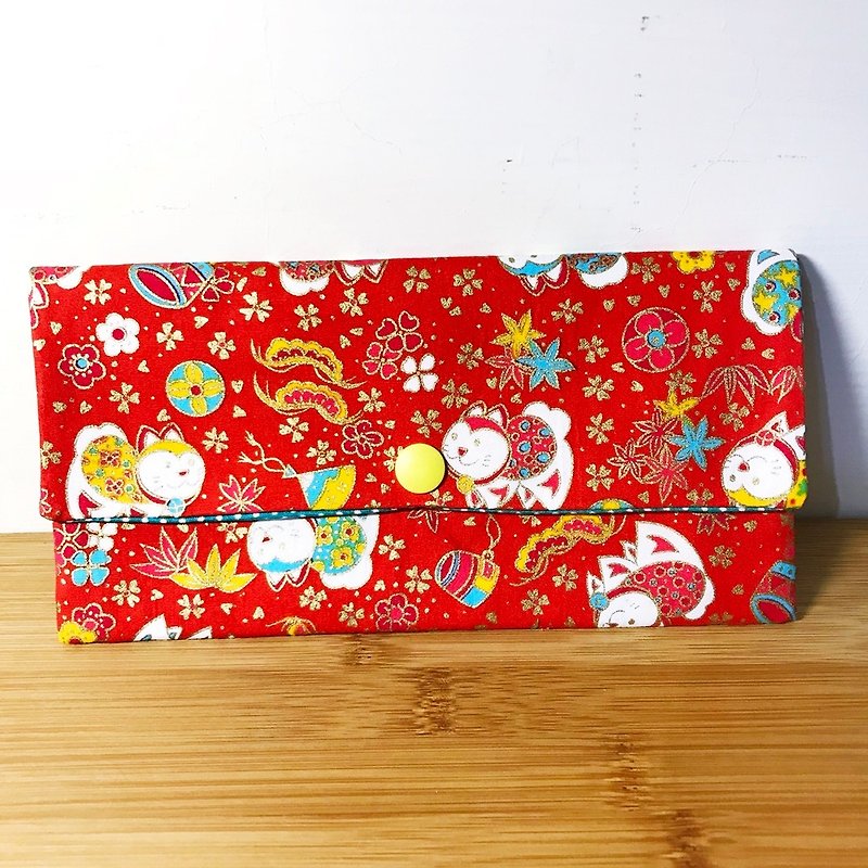 Ding Dong Cat Hexi Red Packets-Cloth Red Packets Wedding Cloth Red Packets Horizontal Red Packets Storage Bag Sanitary Cotton Storage Bag Passbook Bag - 財布 - コットン・麻 レッド