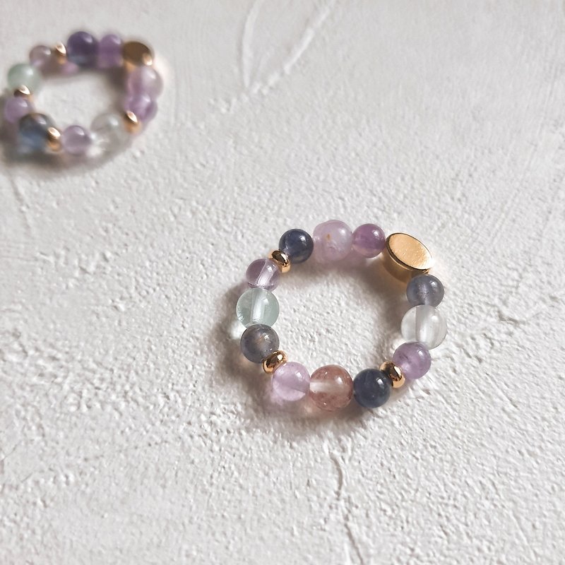 Thoughts on purple sunset natural Stone index finger ring (A-grade colored Stone, lavender amethyst, cordierite) - แหวนทั่วไป - คริสตัล สีม่วง