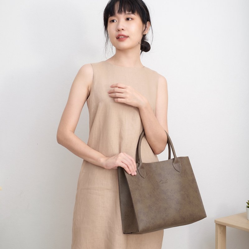 WARALEE's DAY | Tote Bag (Taupe) - Handbags & Totes - Faux Leather Brown