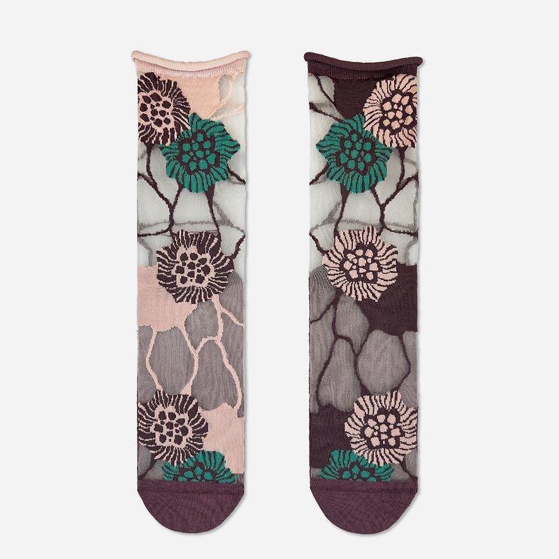 purple_waterlily / organic cotton / irregular / socks - Socks - Cotton & Hemp Purple