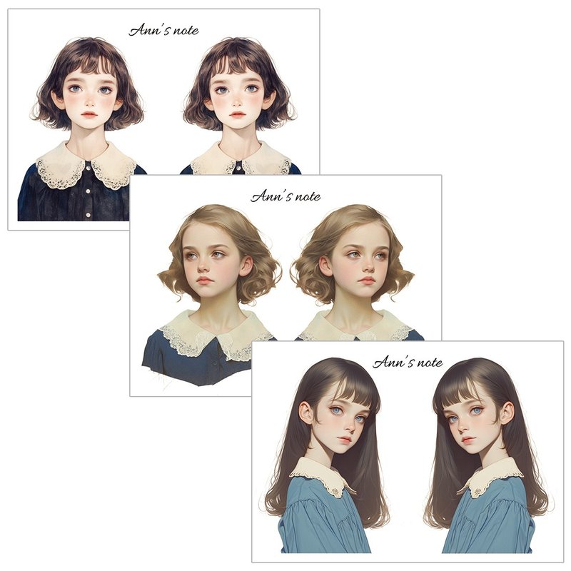 Navy blue cute girl 3-Type Mix sticker (anns note) - สติกเกอร์ - กระดาษ สีน้ำเงิน