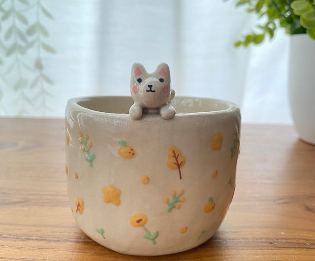 Handmade ceramic mug with witch cat design and a super cute magic broom -  Shop cher's pottery Mugs - Pinkoi