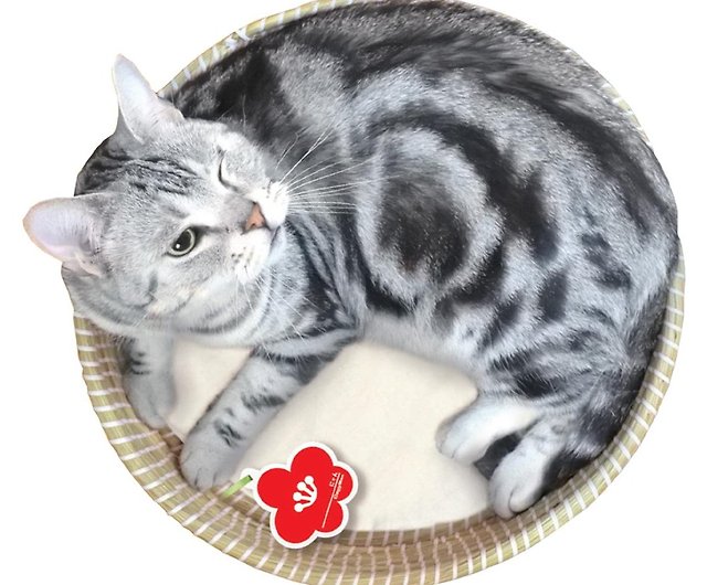 Japan CattyMan】猫はシンプルな風で眠る巣を編む (小さな赤い花ラベル