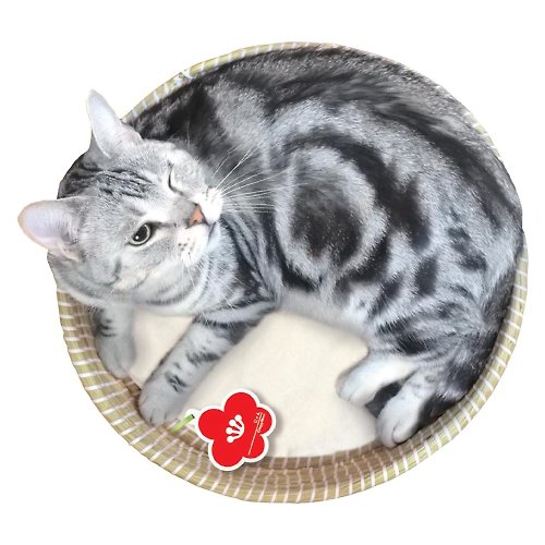 DoggyMan 日本寵物國民品牌 【日本CattyMan】貓用簡約風編織睡窩(小紅花標籤)