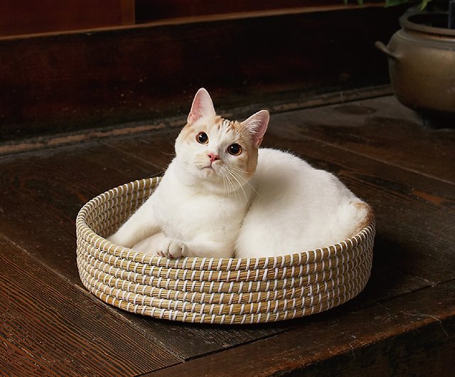 Japan CattyMan】猫はシンプルな風で眠る巣を編む (小さな赤い花ラベル