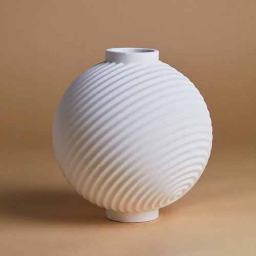 JL OCTOBER LAB 築系列-溯洄 現代小眾極簡創意花器 淺白圓形花器 純手作陶瓷