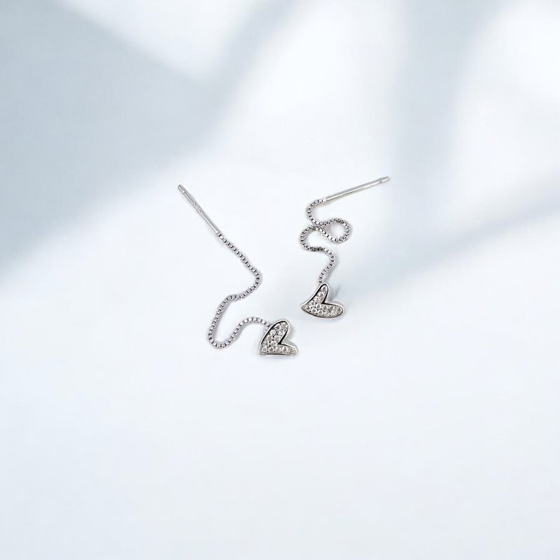 925 Sterling Silver|Sweetheart_Line-Earrings - ต่างหู - เครื่องประดับ 