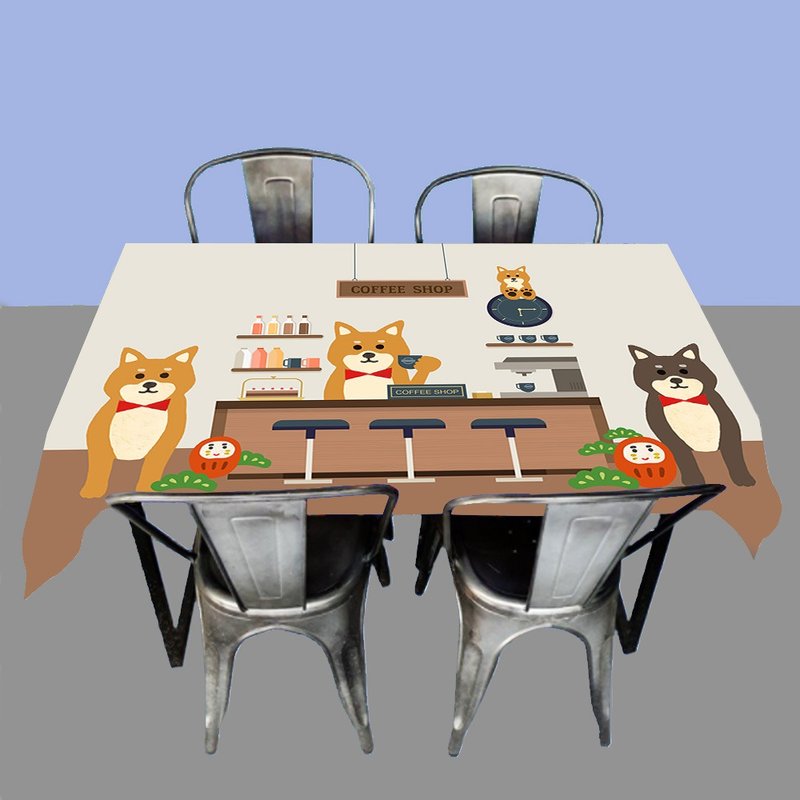 柴犬 桌布 露營 - 桌布/桌巾/餐墊 - 棉．麻 藍色