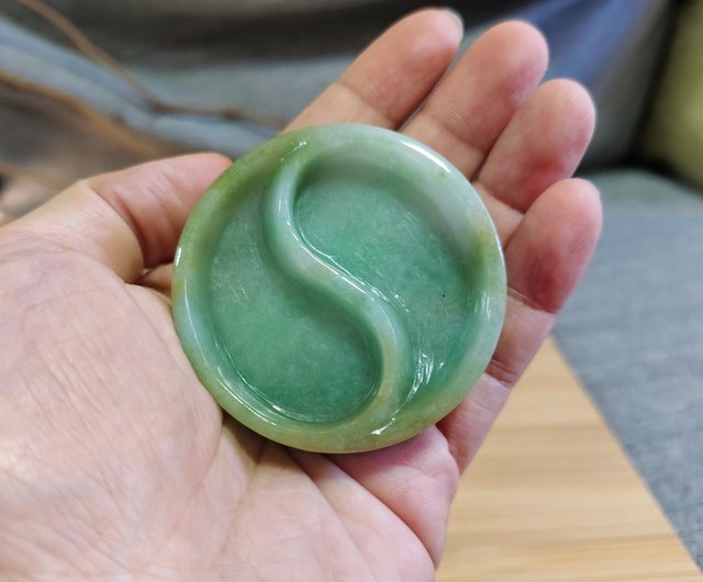 秦翠] 天然翡翠グリーンパープルオフィス 太極拳 小物 翡翠 オブジェ