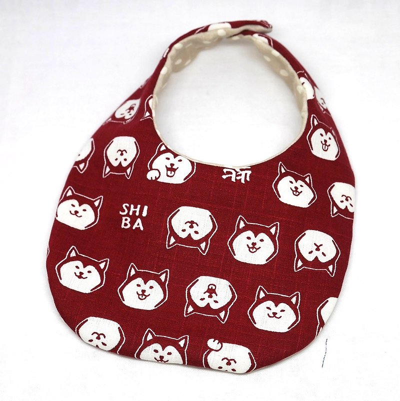 Japanese Handmade Baby Bib - 口水肩/圍兜 - 棉．麻 紅色