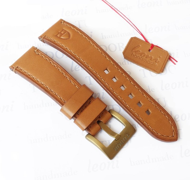 TAN Watchband for Tudor watch, genuine leather - 錶帶 - 真皮 橘色