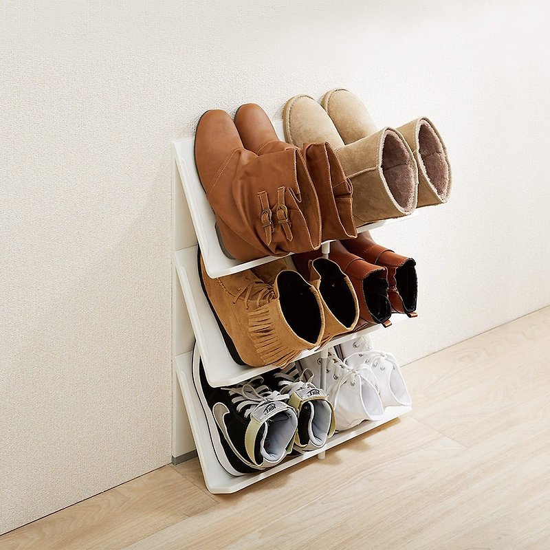 日本のような-それは拡張可能な斜めオープン3層靴ラック/本棚