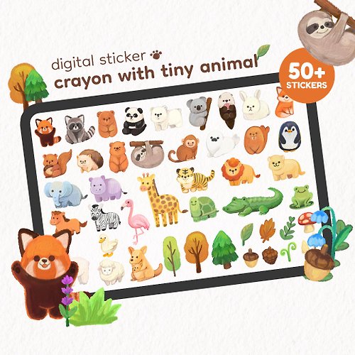 myy279 digital sticker | crayon mini animal