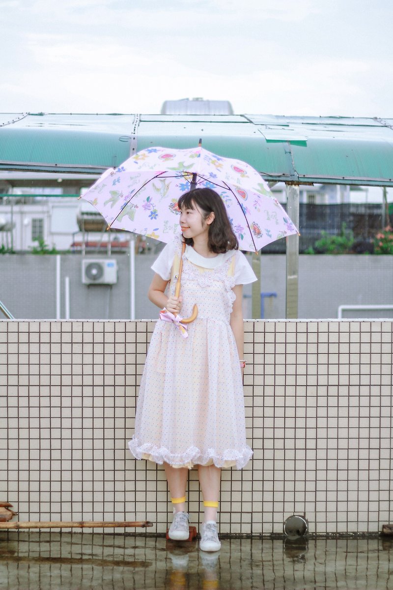Yellow, red and blue three-dimensional dots hand-made three-dimensional petal gauze skirt with dress skirt (heart candy) series [witch cat brand *Rita·Handmade] - One Piece Dresses - Silk White
