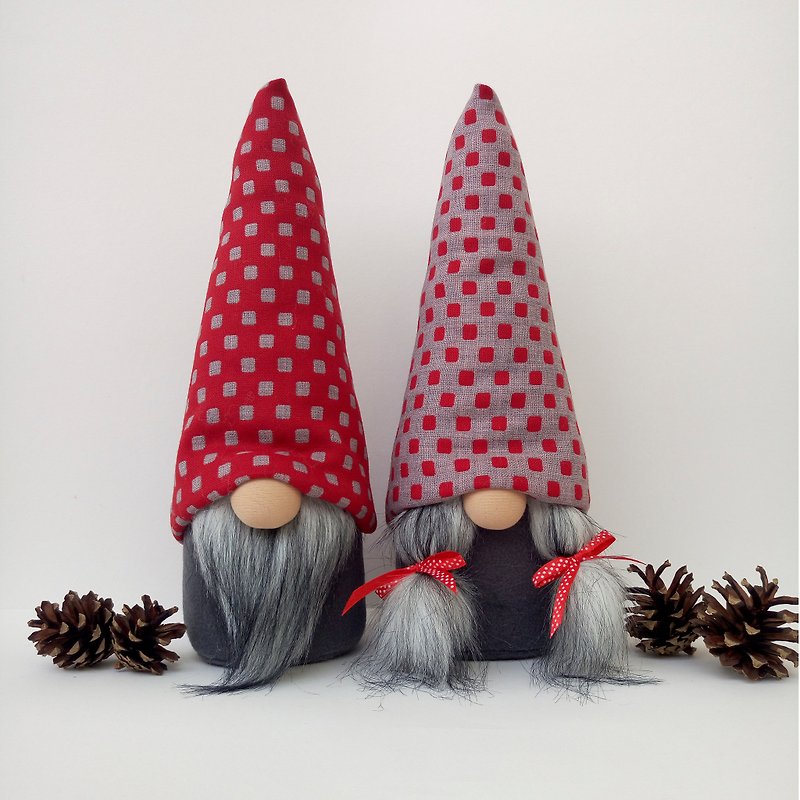 Scandinavian Christmas Gnome Doll Shelf Sitter Gnome Plush Nordic Gnome Bearded - 玩偶/公仔 - 其他材質 