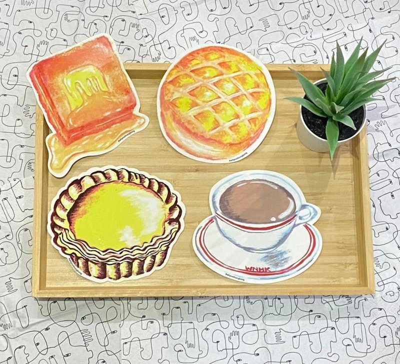香港特色行李箱貼紙 (一套四款, 港式奶茶-菠蘿包-蛋撻-西多士) - 貼紙 - 其他材質 