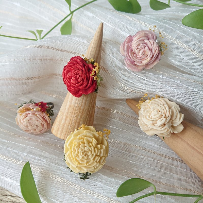 擴香戒指 /可調式戒圍 /多款可選 - 戒指 - 植物．花 粉紅色