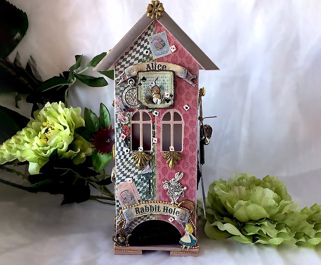 Alice Tea house, Wooden tea box, Alice in wonderland, Tea Party