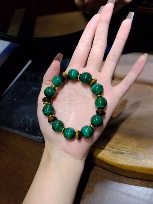 タイガーアイ☾　マラカイト　ハート♡　ブレスレット Phiten ファイテン 限定 チタンビーズ 天然石 ブレスレット タイガー