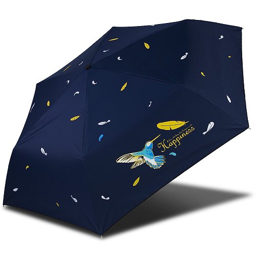 TDN 雙龍蜂鳥超輕細黑膠三折傘鉛筆傘晴雨傘抗UV陽傘汽球傘(海軍藍)
