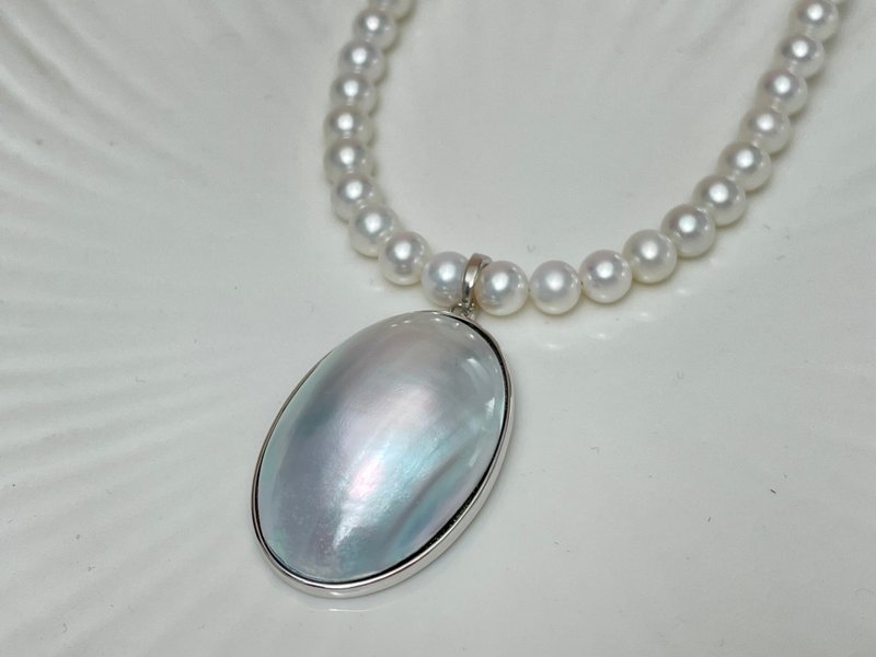 Mabei pearl extra large classical style Silver universal buckle pendant free Silver necklace - ต่างหู - ไข่มุก สีใส