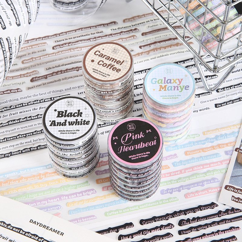 [Letter Roundabout] 4 types of text element PET notebook tape creative collage English DIY material stickers - มาสกิ้งเทป - กระดาษ 