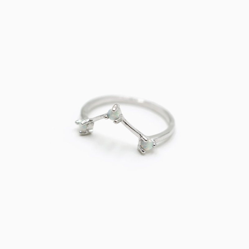 V Shaped Mini Opal Ring - 925 Sterling Silver - General Rings - Gemstone Silver