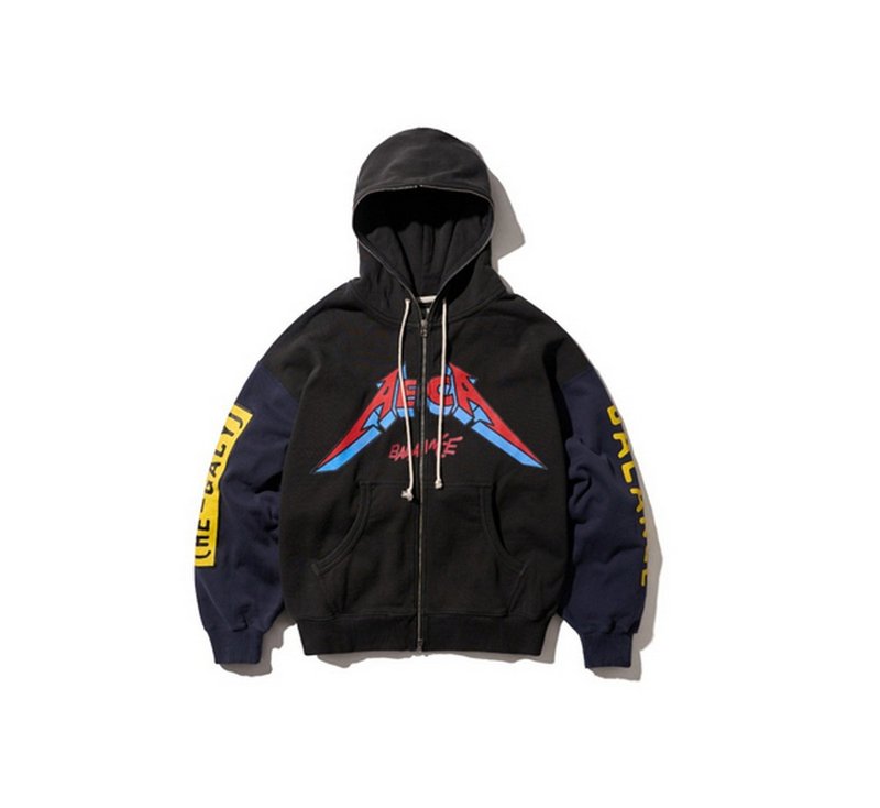 AECA Re-Gacy Zip Up Hoodie金屬製品翻玩撞色雙向全封拉鍊外套 - 男夾克/外套 - 其他材質 黑色