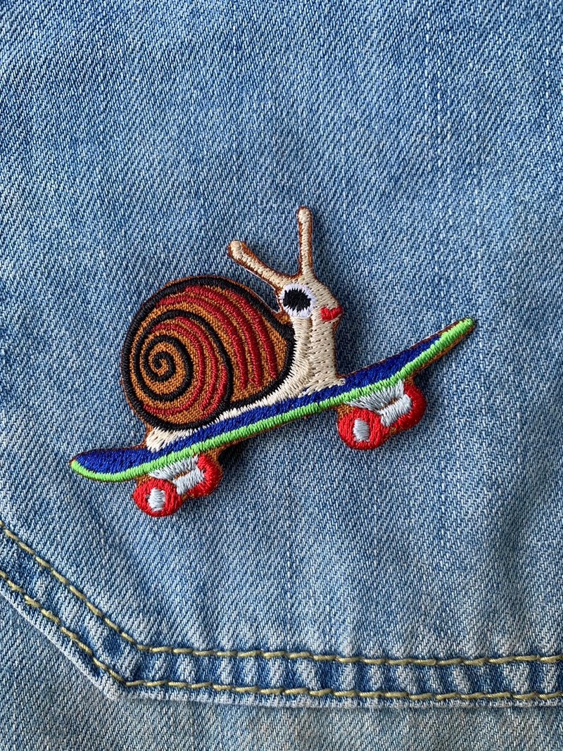 Iron On Patches, Cute Decor Patches ,Snail on Skateboard - Other - Thread Multicolor