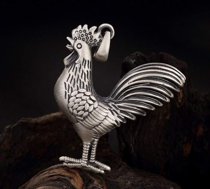 Real 925 Sterling Silver Handmade 3D Cock Pendants without Necklaces Unisex - 長項鍊 - 純銀 銀色